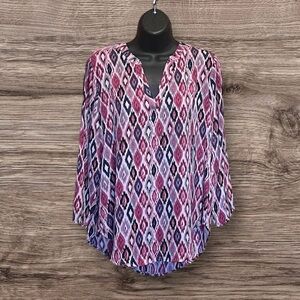 Atwood Geo Print 3/4 Sleeve Popover Blouse